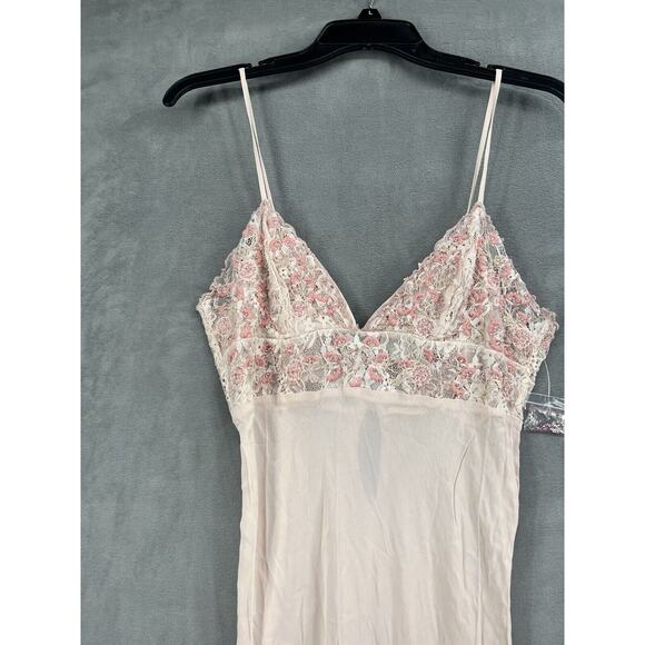 New Free People Midnight Magic Maxi Slip Dress Size Small Pink Beaded - Picture 5 of 15